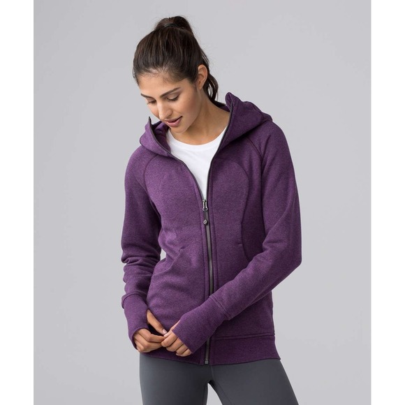 Lululemon Scuba Hoodie IV Plum Purple Full Zip Thumbholes Athleisure Women's 4 - Picture 1 of 7